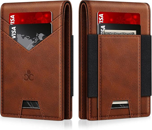 Wallet for Men Slim Leather Wallets for 13-17 Cards, RFID Blocking Thin Card Holder Wallet with ID Window & Large Capacity Cash Slot, Minimalist Bifold Small Wallet for Front Pocket, Gift for Men