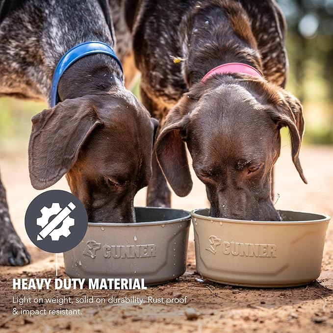 GUNNER Dog Bowl with Spill-Proof Travel Lid – 7.5" x 3.75", 1.3 lb, 7-Cup Capacity, BPA-Free, Rust-Proof, Shock-Resistant, Stackable, Dishwasher Safe, Leak-Resistant Nesting Lid – Gunmetal