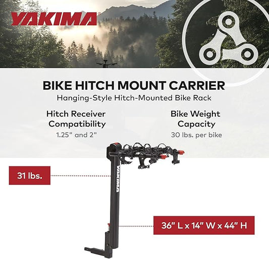 Yakima DoubleDown 4 Hitch Mount Bike Rack, 4-Bike Carrier for Car, SUV & Truck - Fits 2” & 1.25” Receivers, Tilting Rear-Mounted Bicycle Holder with Anti-Sway Cradles & Folding Arms