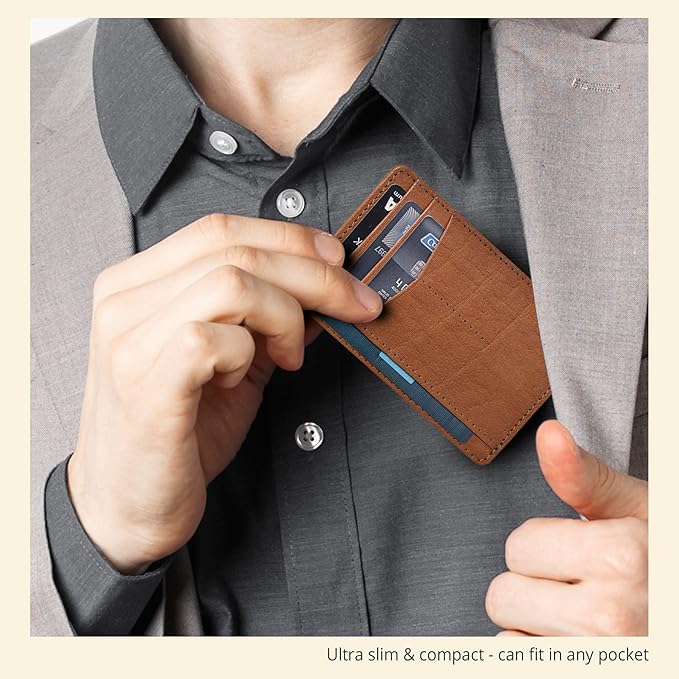Oak Leathers Leather Slim Minimalist Wallet for Men & Women RFID Front Pocket Leather Card Holder Wallets
