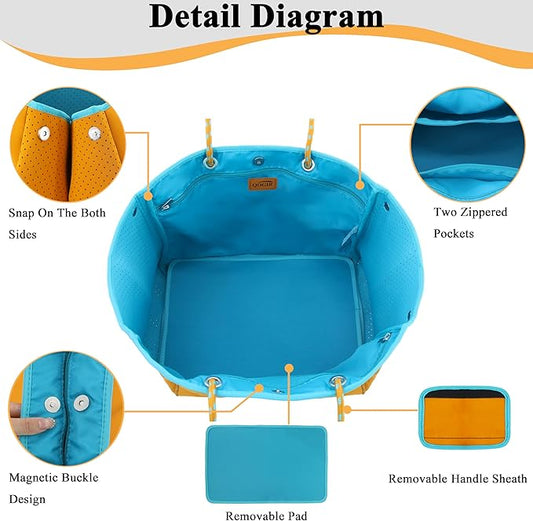 QOGiR Neoprene Multipurpose Beach Bag Tote with Inner Zipper Pocket … … … …