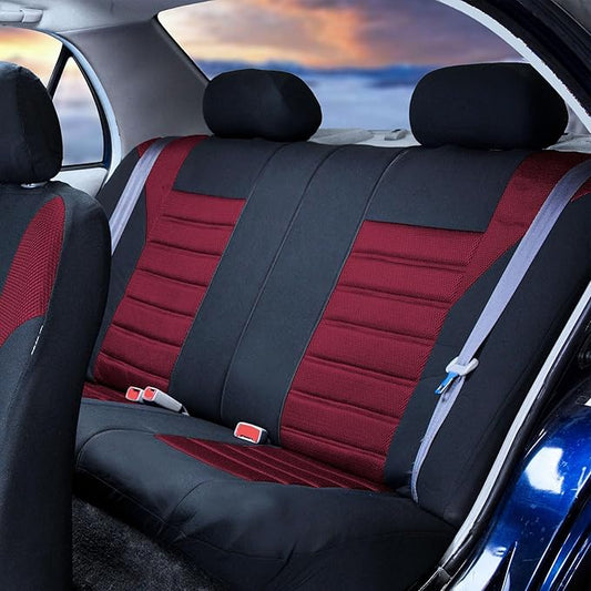 FH Group Automotive Car Seat Covers Rear Set Premium 3D Air Mesh Seat Covers, Airbag Compatible and Split Bench Cover Universal Fit Interior Accessories for Cars Trucks and SUVs - Burgundy