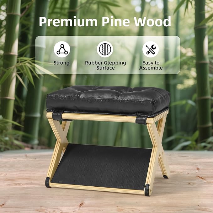Foot Rest for Under Desk at Work, Wooden Under Desk Footrest with Non-Slip Rubber Stepping Surface, Ergonomic Foot Stools for Under Office Desk, Enhances Posture, Home Office Gaming (Pine)