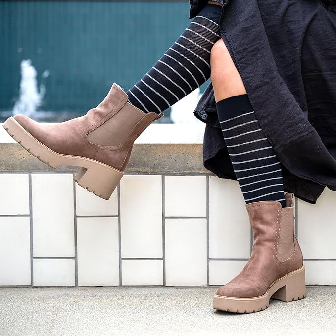 Medical Grade Compression Socks for Men & Women 15-20 mmHg by OrthoSleeve (Grey w/Stripes, Medium)