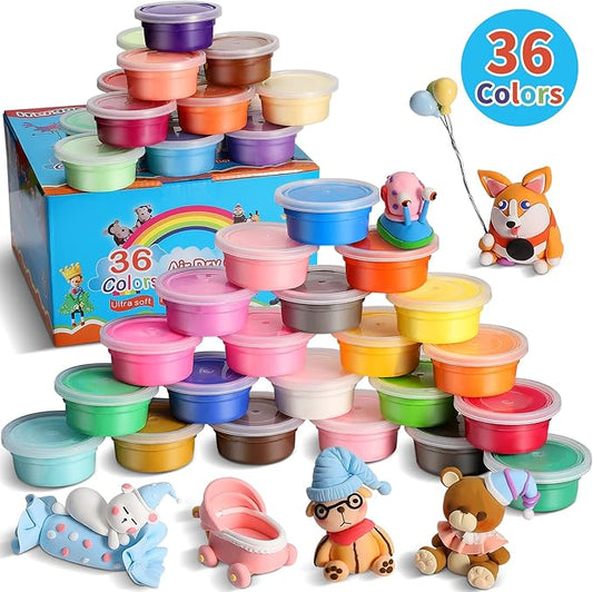 iFergoo Modeling Clay Kit - 36 Colors Magic Air Dry Clay for Kids, Ultra Light, Safe & Non-Toxic, School Art & Craft Project, Great Toy Gift for Boys and Girls