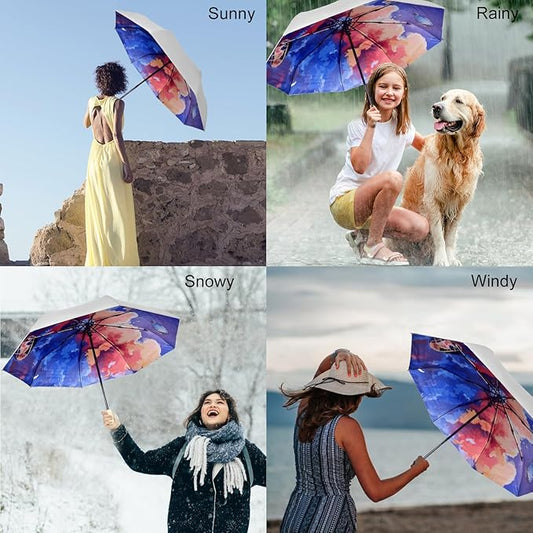 Cuby UV Sun Umbrella Compact Folding Travel Umbrella Auto Open and Close for Windproof, Rainproof & 99.9% UV Protection Parasol with Silver Anti-UV Coating