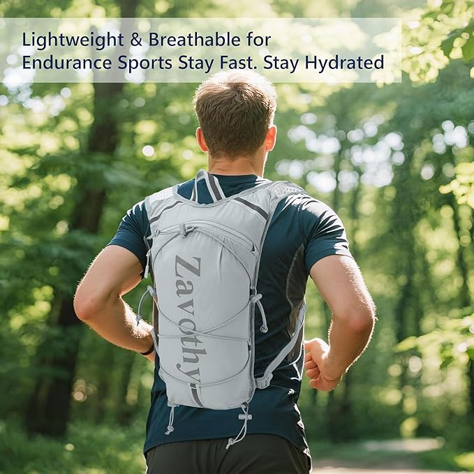 Zavothy Hydration Backpack with Rain Cover, 1.5L Lightweight Hydration Pack for Hiking, Cycling & Trail Running