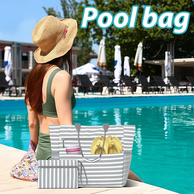 Waterproof Foldable Tote Bag for Travel – Large Carry-On with Zipper Pocket for Beach, Gym, Airplane & Weekend Trips
