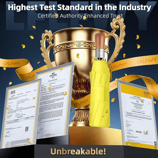 Umbrellas for Rain, 47" Large Windproof Travel Umbrella, Triple-Layer Vented Canopy, 10 Fiberglass Ribs, Auto Open Close Compact Umbrella, Wooden Handle, Heavy Duty for Commute, Gifts for Men & Women