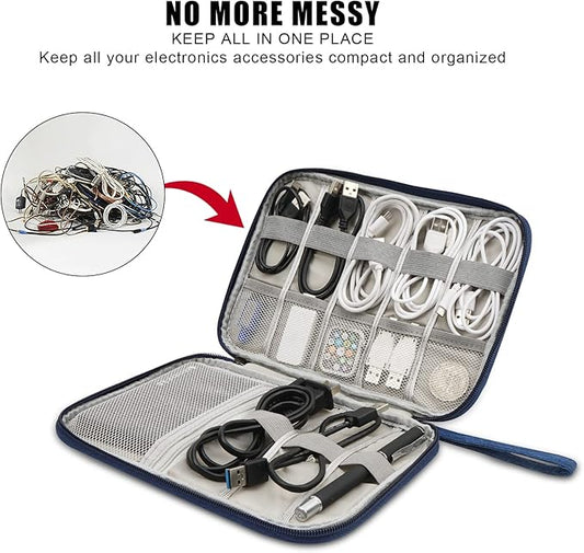 Electronic Organizer Travel Universal Cable Organizer Electronics Accessories Bag for Cable, Charger, Phone, USB, SD Card,1Pack