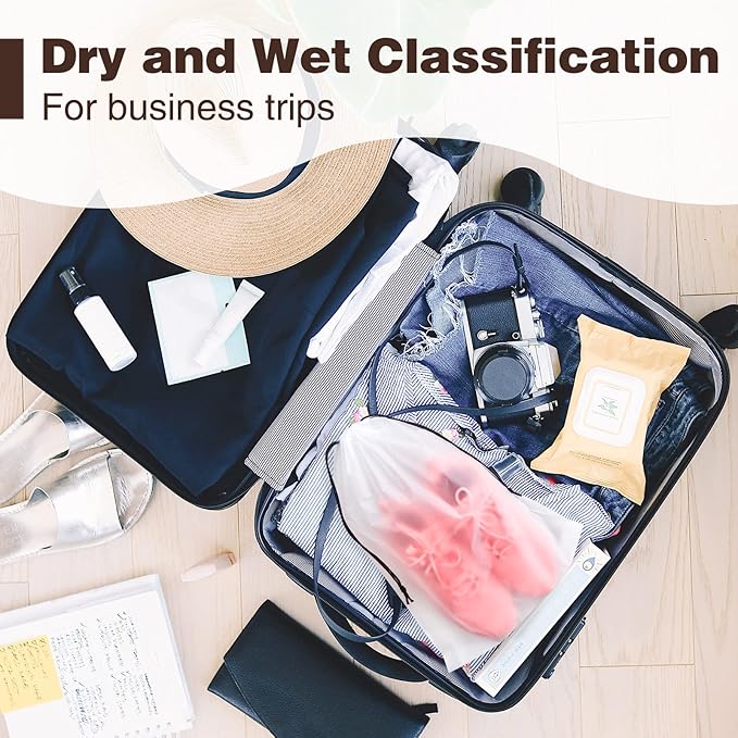 50 Pcs Translucent Travel Shoe Bags,Large Clear Shoe Bags for Storage,Protable Shoes Pouch Storage Organizers with Rope,Clear Drawstring Dust Bags for Packing,Men and Women