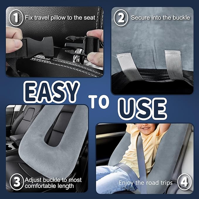 Car Pillow for Kids, Car Pillow, Travel Pillow Cushion for Car and Adults, Support Head and Neck on Road Trips, Pink