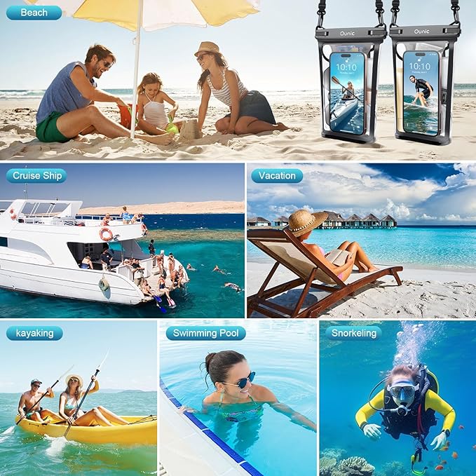 Large Waterproof Phone Pouch, Floating Waterproof Pouch for iPhone 16 15 14 13 12 Pro Max Galaxy S25 S24 S23, Adjustable Lanyard, IPX8 Waterproof Bag for Beach Cruise Swimming Rafting Boating