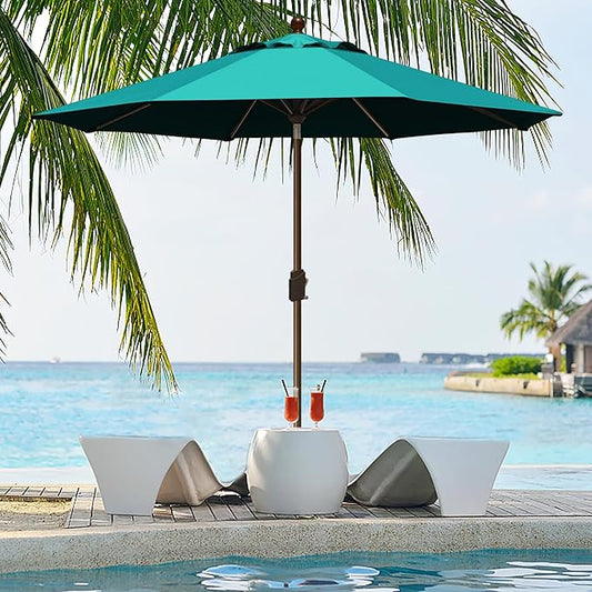 EliteShade USA 10-Year-Non-Fading 9Ft Market Umbrella Patio Umbrella Outdoor Table Umbrella with Ventilation, Teal