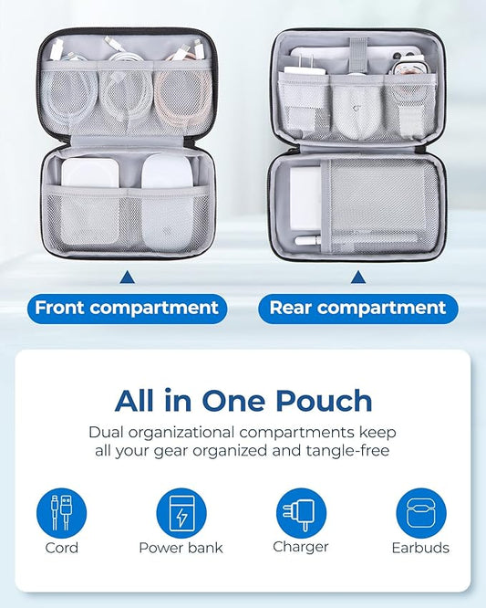 BAGSMART Electronics Organizer Travel Case, Cable Charger Cord Tech Organizer Pouch for Phone Charger Accessories, Bluish Green