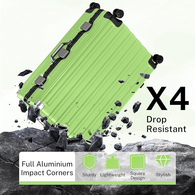 Krute Luggage 28 Inch Aluminum Frame Luggages TSA Lock No Zipper Checked Suitcase with Spinner Wheels Hardshell Lightweight PC+ABS Large Suit Case