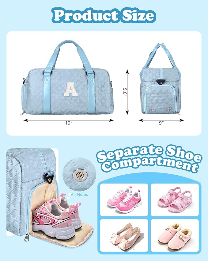Personalized Duffle Bag Women Girls Gift: Letter Carry on bags, Dance Cheer bag Sports for Girl, Kid Gymnastics Bags, Birthday Gifts for Women Girls Kids Teens Mom Teacher