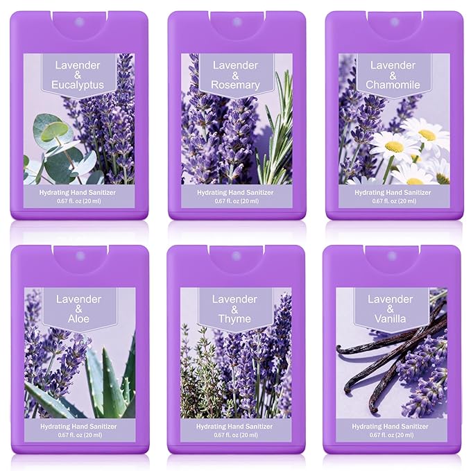 24 Pack Hand Sanitizer Spray Lavender Scented Hydrating Hand Sanitizer Travel Size Portable Cleans Hands Sanitizing for Travel Adults Office Team Family School