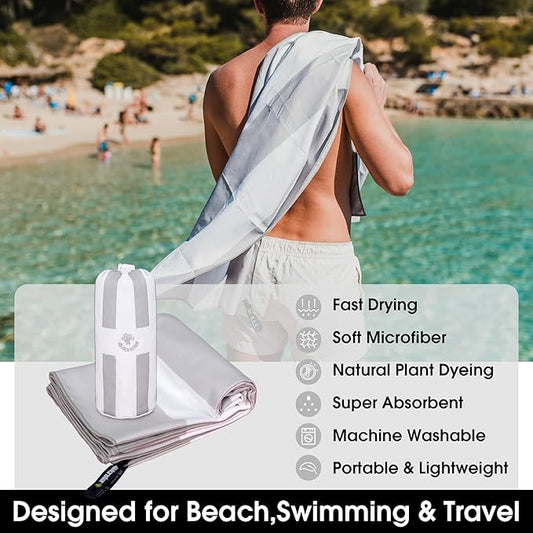 4Monster Microfiber Beach Towel Quick Dry,Super Absorbent Lightweight Travel Towel for Swimmers, Sand Free Camping Towel, Beach Towels for Pool,Swim,Water Sports,Yoga