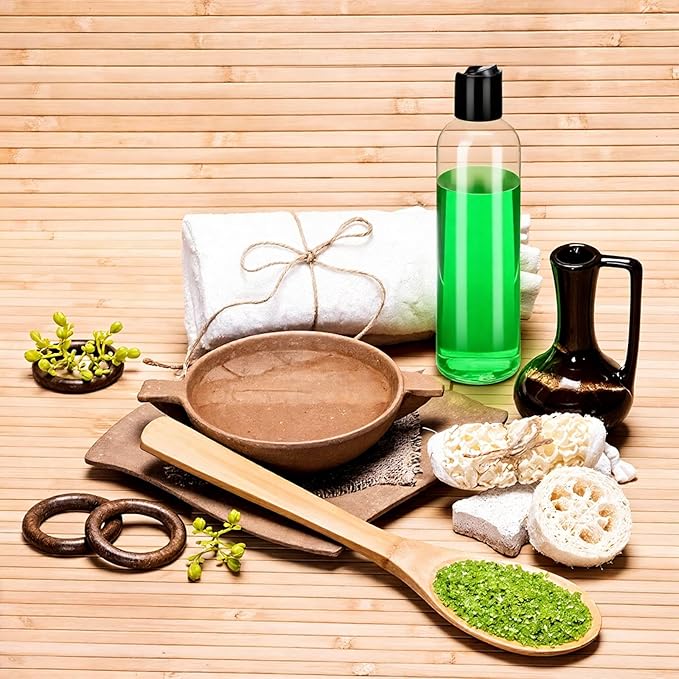 24 Pieces Plastic Empty Bottles Clear Squeeze Travel Containers with Black Disc Cap Refillable Shampoo Travel Bottles for Toiletries Lotion Container for Body Soap Cream(8 oz)