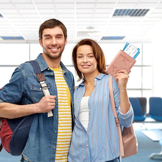 Eoehro Passport Holder for Travel Essentials, Passport Wallet Cover Case for Travel Must Haves Accessories,Passport Book Holders for Women and Men(light pink)