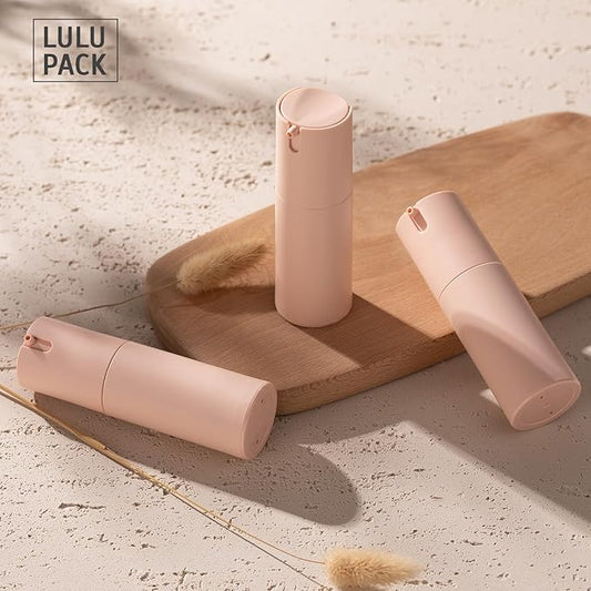Airless Pump Bottles Travel: Lotion Dispenser for Small Size - Empty Shampoo Containers - Mini Vacuum Jar for Cream - 1 oz Plastic Pink