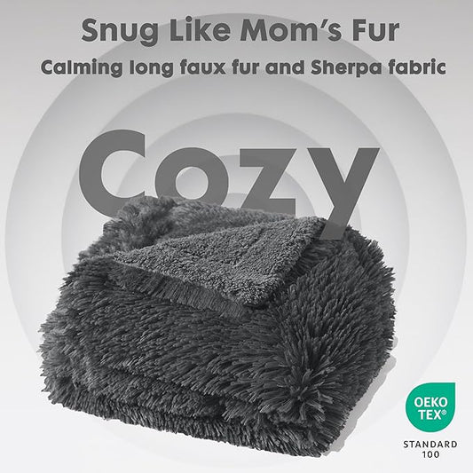 gogobunny Waterproof Dog Blanket for Large Dogs, Cats, Puppy, Reversible Faux Fur Pet Throw Blanket, Washable, Calming Furniture Protection for Sofa Bed (25x35 Inch (Pack of 1), Grey)
