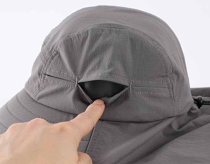 Home Prefer UPF 80+ Sun Hat for Men Women Wide Brim Sun Hat with Neck Flap Summer Safari UV Protection Gardening Fishing Hat