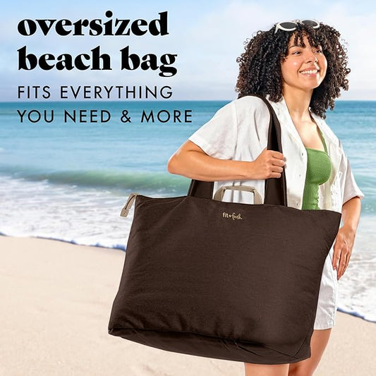 Fit & Fresh Large Beach Bag for Women - Extra Large Travel Tote With Pockets