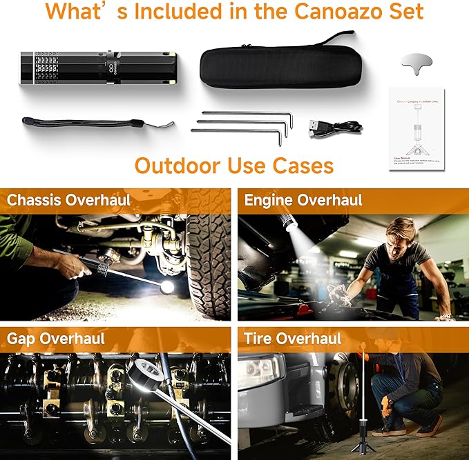 Rechargeable 21000mAh Camping Light, Telescopic Camping Lights, Collapsible Magnetic Camping Lantern with Stand IPX6 Waterproof Flashlights, Camping Lamp for Emergency, Hiking (Black)