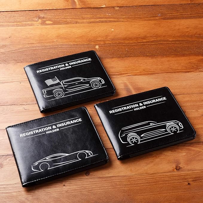 CANOPUS Car Registration & Insurance Holder with Magnetic Closure, Vehicle Document Organizer, Auto Glove Box Wallet, Includes 2 EZ Pass Strip Sets – Truck