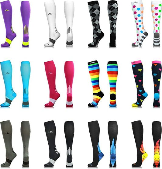 NEWZILL Medical Compression Socks for Women & Men, 20-30 mmHg Knee-High Support for Circulation, All-Day Comfort for Work Travel Running Cycling and Fitness