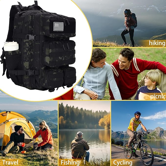 55L Tactical Backpack Heavy Duty Military Rucksack Molle Backpack 3 Day Assault Pack for Work Outdoors