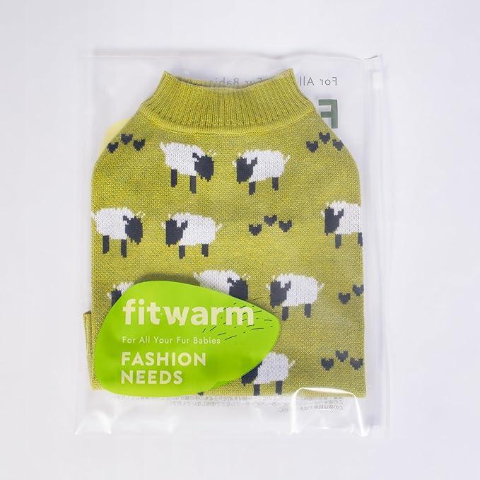 Fitwarm Funny Sheep Dog Sweater, Thermal Puppy Winter Clothes for Small Dogs, Girl & Boy, Holiday Dog Pullover, Pet Outfit in Black, Green & White, XS