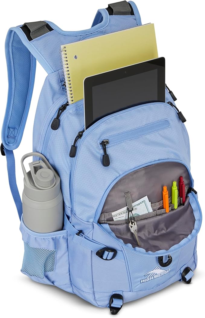 High Sierra Loop-Backpack, School, Travel, or Work Bookbag with tablet-sleeve, Cornflower Blue, One Size