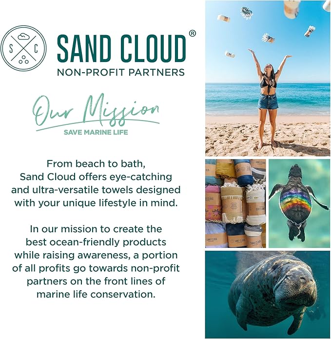 Sand Cloud Turkish Beach Towel - Sand Free - 100% Organic Turkish Cotton Yarn - Quick Dry Towel for Beach, Picnic Blanket or Throw - As Seen on Shark Tank - Tie Dye (Blue Acid Wash)