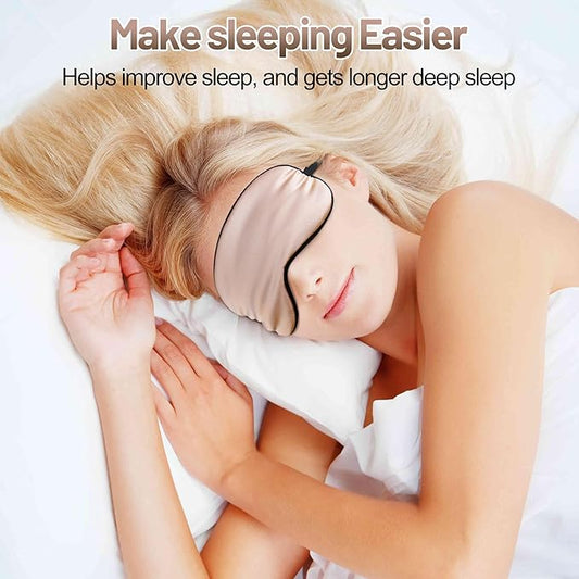 Silk Eye Sleep Mask - Adjustable Strap, Comfortable & Soft Satin Eye Mask, Blindfold Eyeshade for Men & Women for A Full Night's Sleep (Pink)