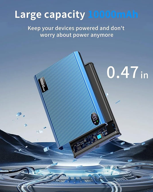 Portable Charger Power Bank, 10000mAh Wireless Charger iPhone with USB C to 20 W PD Fast Charging Cable, Mag-Safe Battery Pack Magnetic Charger for iPhone 17/16/15/14/13/12 Pro/Pro Max/Plus iPad