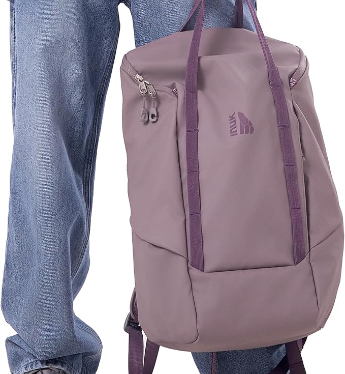 INUK Laptop Backpack for College Students & Work, 25L Lightweight Waterproof Backpack for Business Travel, Hiking Daypack with Padded Sleeve and Safety Whistle, Made from Recycled Materials,Purple
