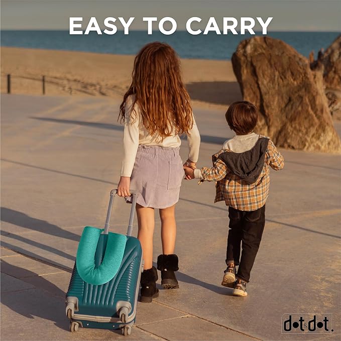 Dot&Dot Green Twist Memory Foam Kids Travel Pillow for Airplanes - Kids Neck Pillows for Sleeping - Airplane Pillow for Neck Support, Chin, Lumbar, Leg - Adjustable Toddler Neck Pillow