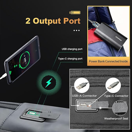 BOPai Slim Laptop Thin Business Backpack with Bottle Holder USB Charging Professional for Men Notebook Work Office Anti Theft Smart Computer 15-15.6 inch Back pack Light Black