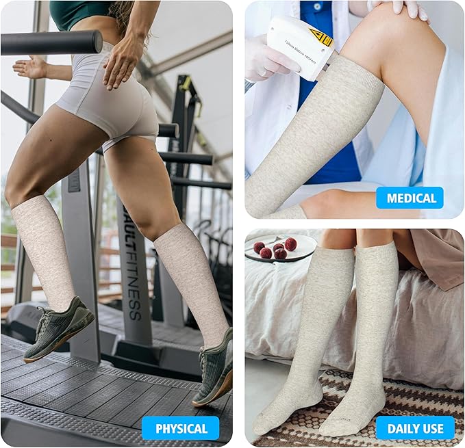 LEVSOX Thick Cotton Compression Socks for Women&Men 20-30mmHg Knee High Cute Support Sock for Nurses, Pregnancy, Travel