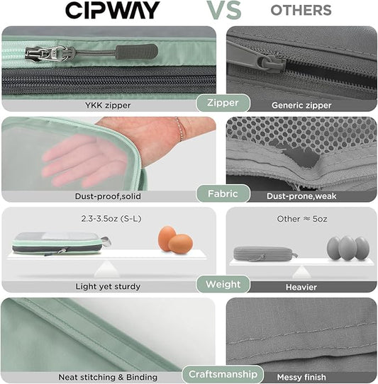 Cipway Mesh Compression Packing Cubes, Ultralight See Through Luggage Organizer Bags, Travel Essentials for Carry on Suitcase(3 Pcs,Sage Green)