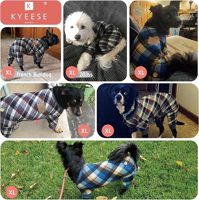 KYEESE Dog Pajamas Plaid Dog Pajamas for Small Dogs Boy Girl Comfy Pet Clothes Lightweight Pjs Stretchy Onesie Velvet Doggie Jammies Soft Coat,Pink, X-Large