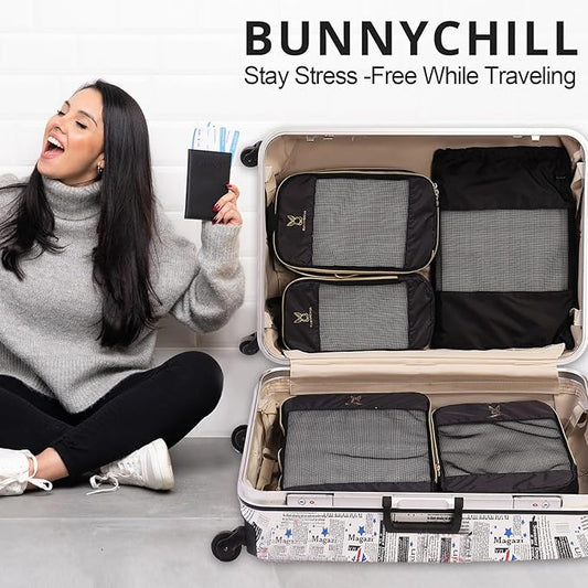 Expandable Compression Packing Cubes for Suitcases,6 Set Lightweight Compressible Travel Packing Organizer for Carry on Suitcase,Organizer Bags Set as Travel Essentials for Women