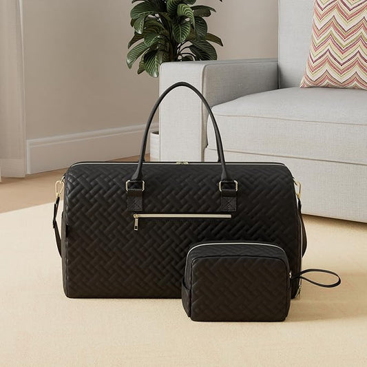 Duffle Bag for Travel, Weekender Bag with Shoe Compartment, Carry On Overnight Bag for Women with Toiletry Bag, Gym Bag with Wet Pocket, Hospital Bags for Labor and Delivery Beige