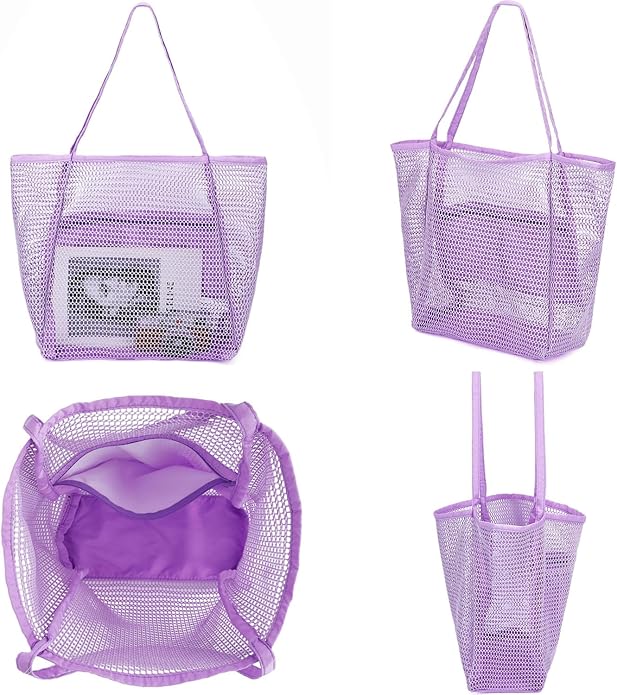 Mesh Beach Bag for Women, Casual Hobo Bags Large Beach Tote for Pool Travel Cruise Vacation Essentials