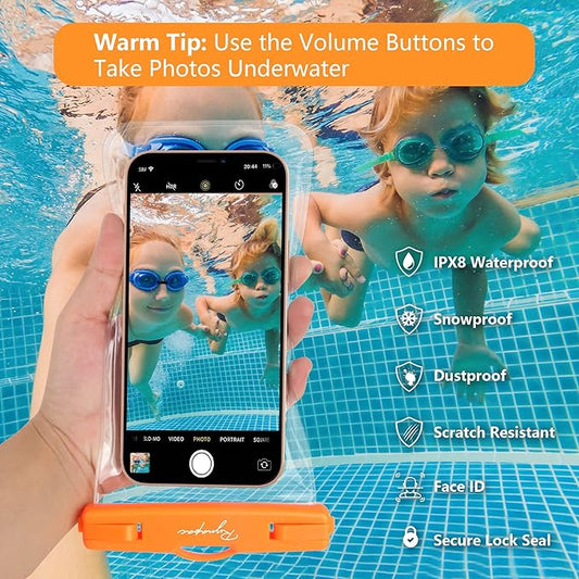 Waterproof Phone Pouch Bag - 7.5in Water Proof Cell Phone Case for Beach Travel, IPX8 Dry Bag with Lanyard for iPhone 17 16 15 Pro Max Galaxy S25 S24 Ultra, Cruise Ship Essentials 2025