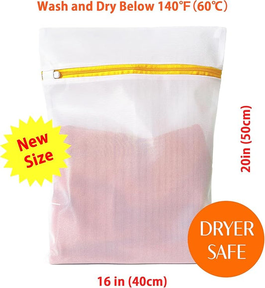 3 Pack Mesh Laundry Bags for Delicates 16inx20in (40cmx50cm), Dryer Safe, Breathable Fine Net, Sturdy Anti-Rust Zipper, Mesh Laundry Bags for Lingerie, Bra, Underwear, Sneakers, Socks, Laundry Club™