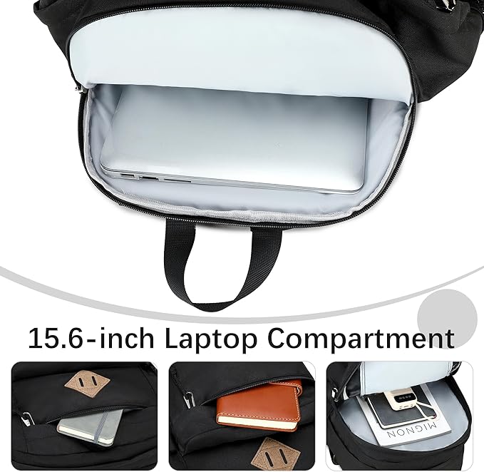 abshoo 29L Backpack for School College Bookbag Middle High School Backpacks Casual Daypack Travel Backpack (Black)